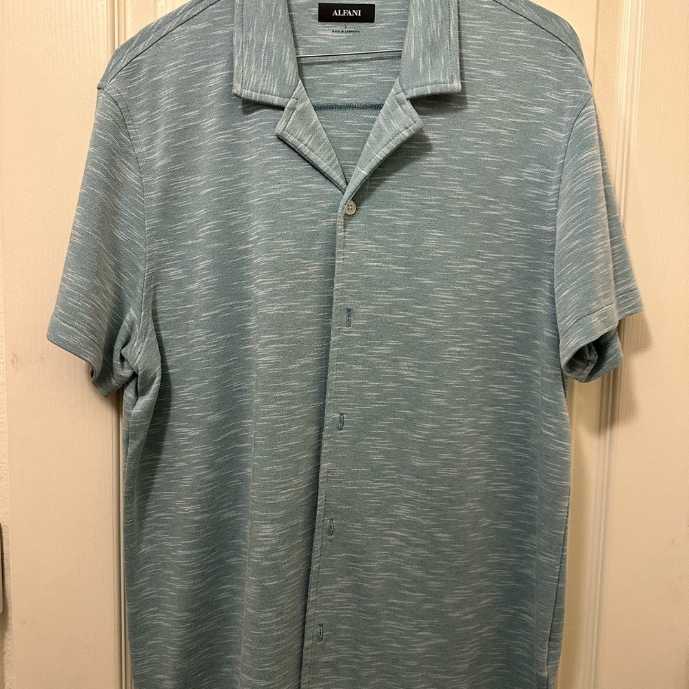 Alfani Men's Casual Light Blue Button Down Shirt